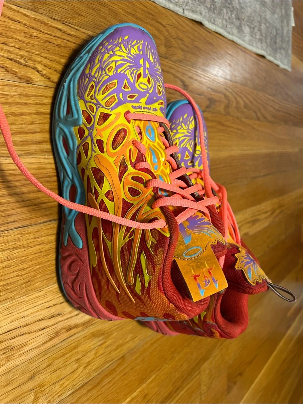 Puma La Melo Not from Here Basketball Athletic Shoes in Purple, Yellow & Pink